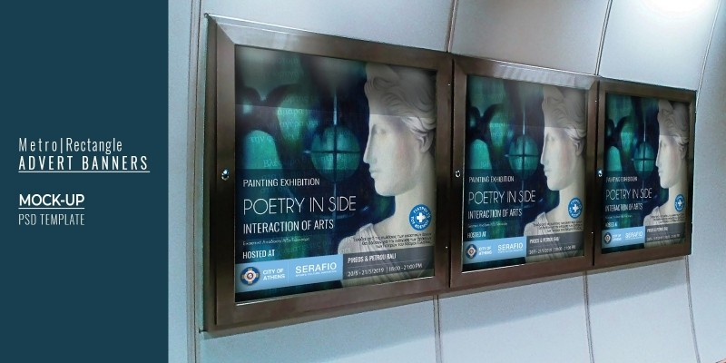 Metro Rectangle Banners Advert Mock-up - PSD