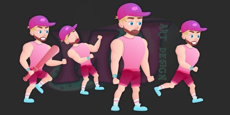 baseball Man 2D Game Character