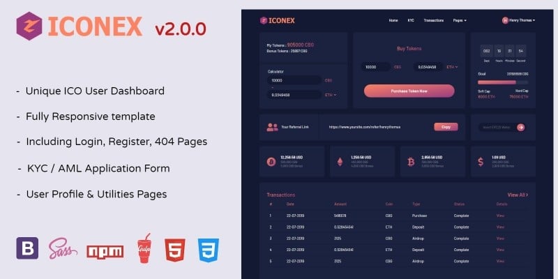 Iconex - ICO User Dashboard