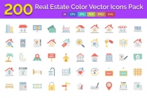 200 Real Estate Color Vector Icons Pack Screenshot 1