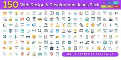 150 Web Design And Development Vector Icons