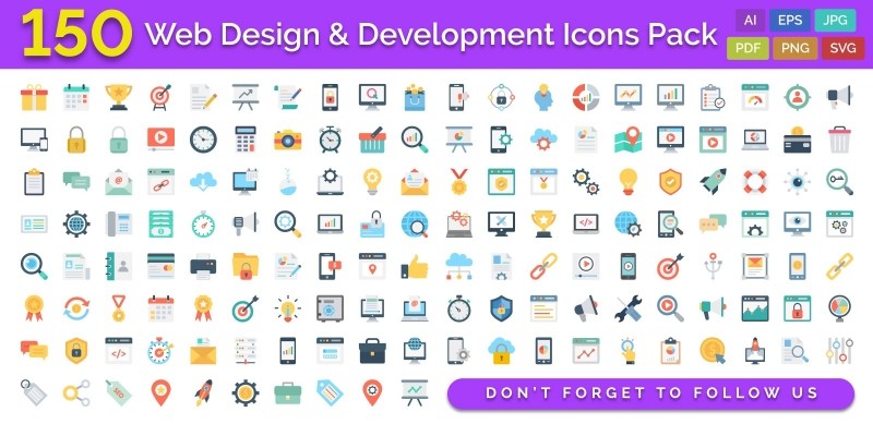 150 Web Design And Development Vector Icons