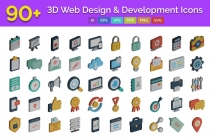 90 3D Web Design And Development Vector Icons Screenshot 1