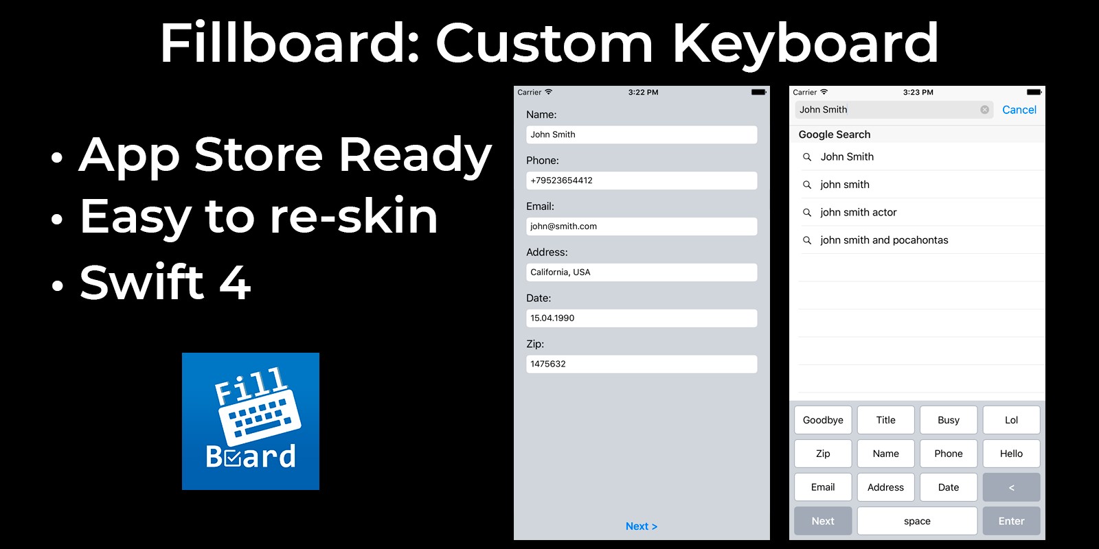 FillBoard Custom Keyboard iOS by Dmitry7 Codester