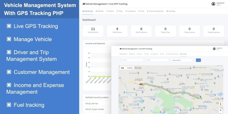 Vehicle Management System With GPS Tracking PHP by Getsourcecodes | Codester
