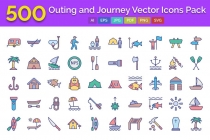 500 Outing and Journey Vector Icons Pack Screenshot 1