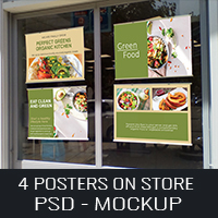 Posters Mockup on Store - One PSD Template 