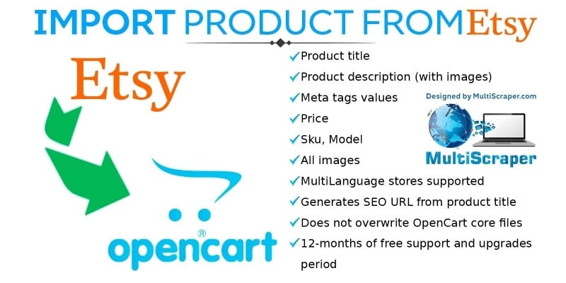 Import product From Etsy - OpenCart Extension