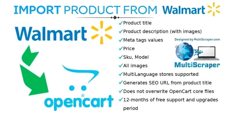 Import Product From Walmart - OpenCart Extension