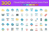 300 Cloud Data Color Vector Icons Screenshot 1