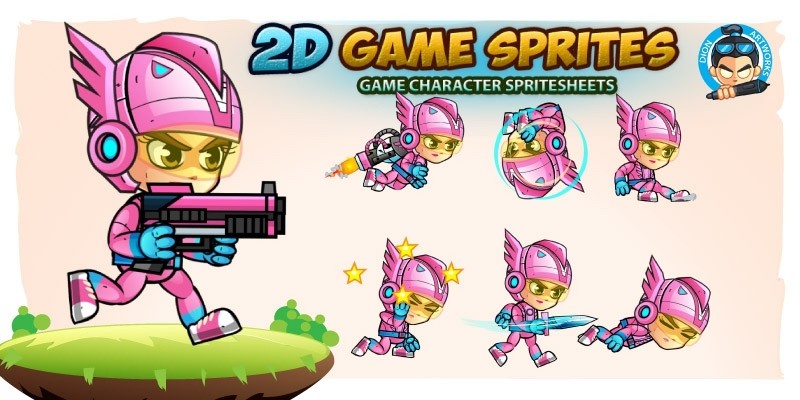 SpaceGirl 2D Game Sprites