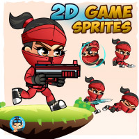 RedGirl Ninja 2D Game Sprites