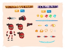 RedGirl Ninja 2D Game Sprites Screenshot 3