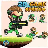 Green Cyborg 2D Game Sprites
