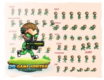 Green Cyborg 2D Game Sprites Screenshot 2