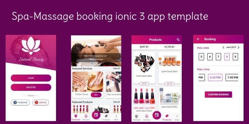 Spa Booking Ionic 3 Theme