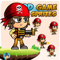 Pirate Boy 2D Game Character Sprites