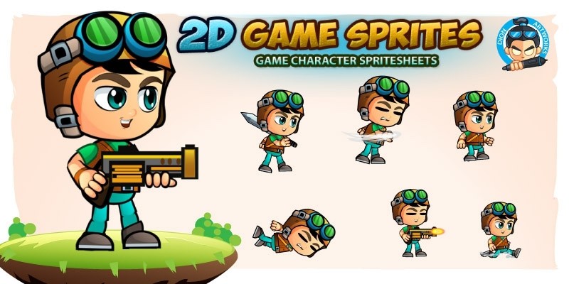 Aventurer Boy 2D Game Character Sprites