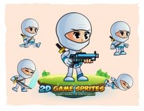 White Girl Ninja 2D Game Character Sprites Screenshot 1