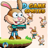 Warrior Bunny 2D Game Character Sprites