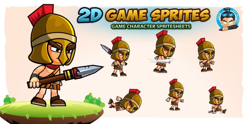 Spartan 2D Game Character Sprites