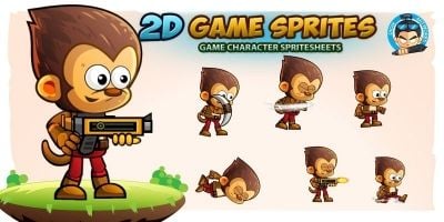 Monkey Warrior 2D Game Character Sprites