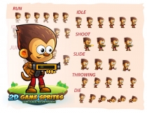 Monkey Warrior 2D Game Character Sprites Screenshot 2