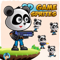 Panda Warrior 2D Game Character Sprites