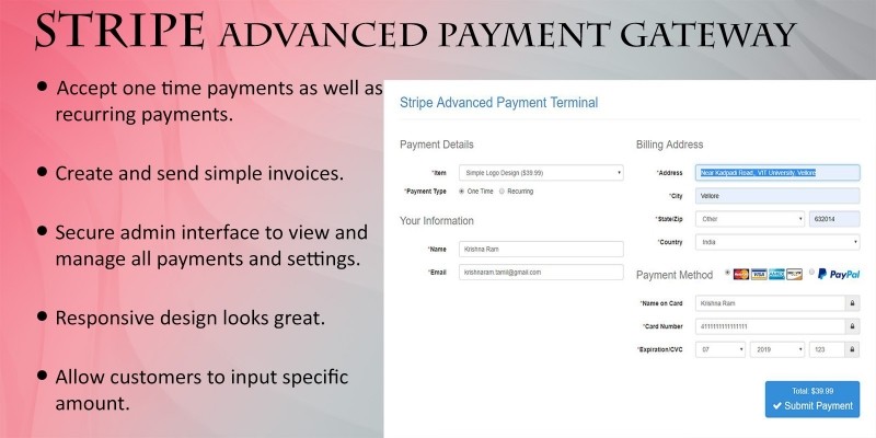 Stripe Advanced Payment Gateway Script