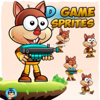 Squirrel Warrior 2D Game Character Sprites