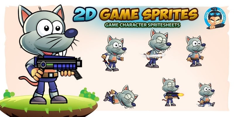 Rat Warrior 2D Game Character Sprites