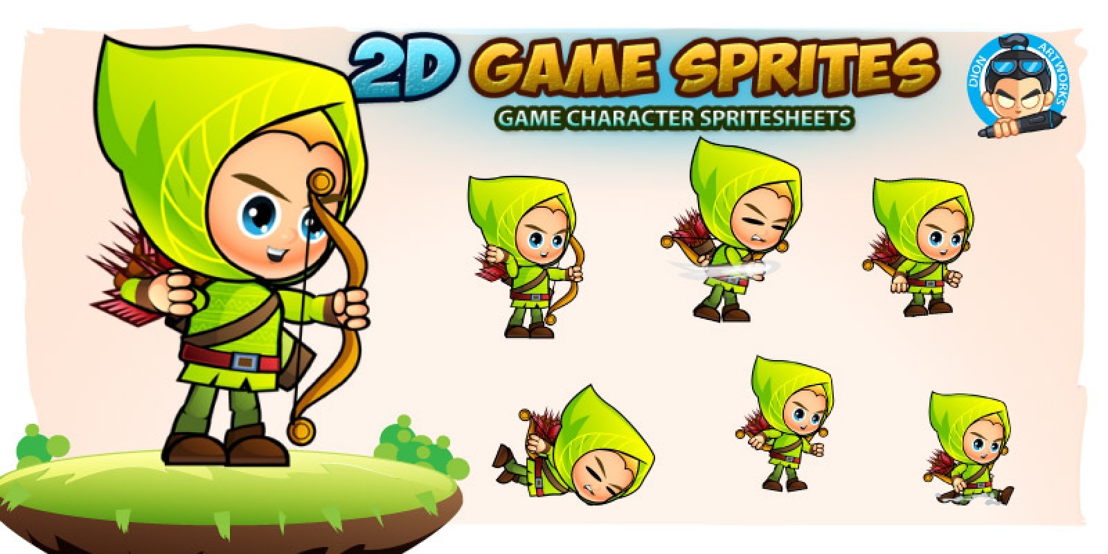 Archer 2D Game Character Sprites