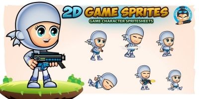 White Girl Ninja 2 Game Character Sprites