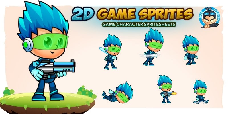 SpaceBoy 1000 2D Game Character Sprites