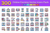 300 Online Earning Vector Icons Pack Screenshot 1