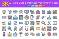 3000 Web User and Interface Vector Icons Pack Screenshot 1