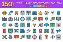 150 Web and SEO Isolated Vector Icons Pack Screenshot 1