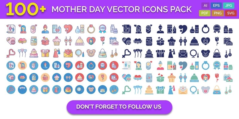 100 Mother Day Vector Icons Pack