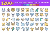 1200 Animal and Bird Isolated Vector Icons Pack Screenshot 1