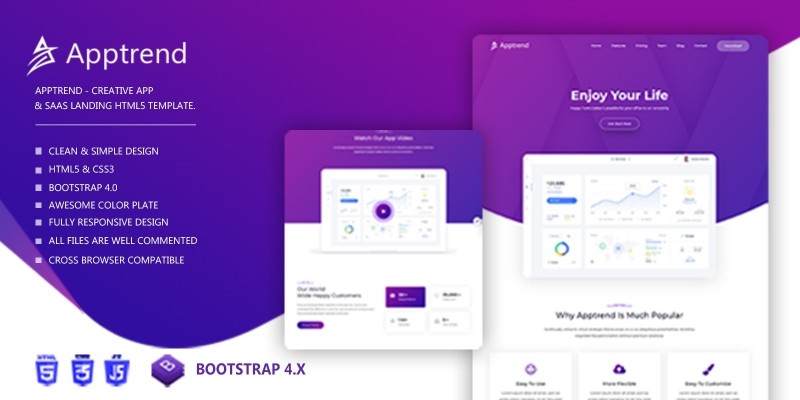 Apptrend - Creative SAAS Landing HTML5 Template