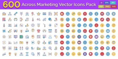 600 Cross Marketing Vector Icons Pack