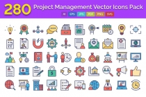 280 Project Management Isolated Vector Icons Pack Screenshot 1