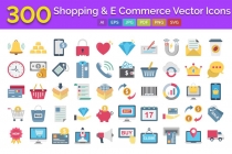 300 Shopping And E-Commerce Vector Icons Pack Screenshot 1