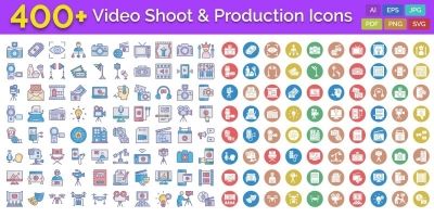 400 Video Shoot And Production Isolated Vector 
