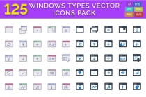 125 Windows Types Vector Icons Pack Screenshot 1