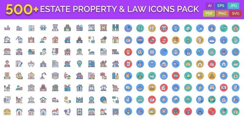 500 Estate Property & Law Vector Icons Pack