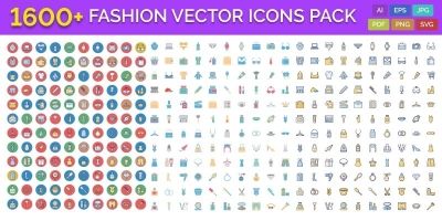 1600 Fashion Isolated Vector Icons Pack
