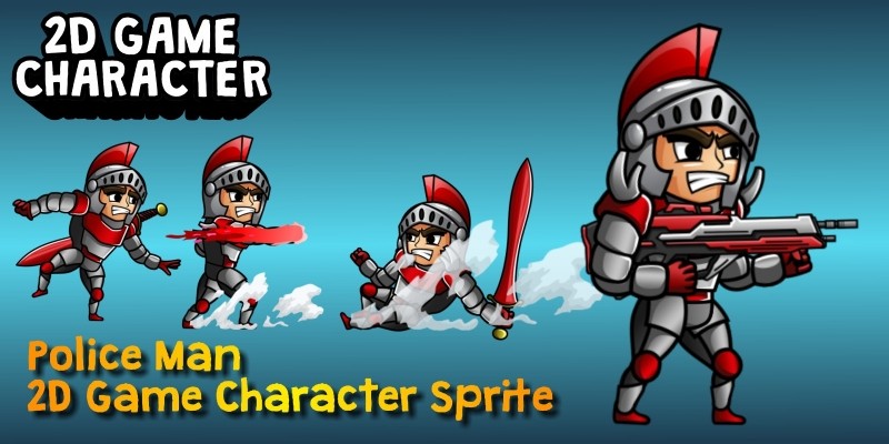 Red Spartan 2D Game Character Sprite