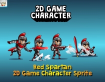 Red Spartan 2D Game Character Sprite Screenshot 1