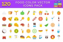 120 Food Color Vector Icons Pack Screenshot 1